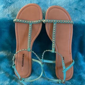 Mint green studded sandals